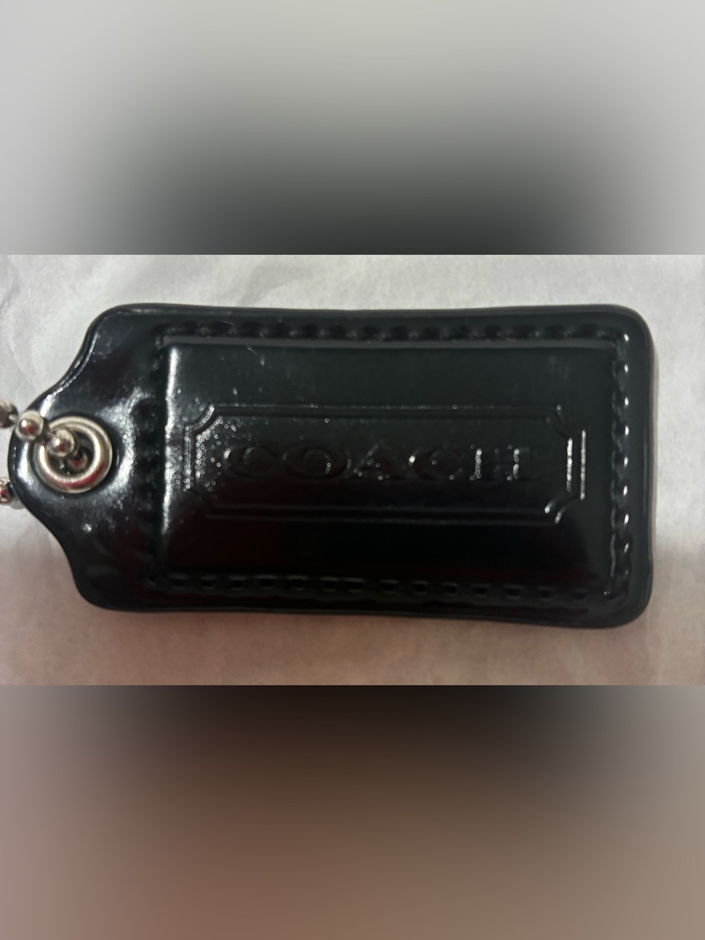 Coach Black Patent  Leather Hang Tag with Embossed Logo for  Bag